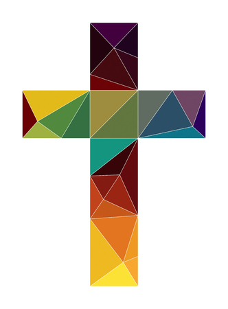 christian church cross symbol color in low polyのイラスト素材