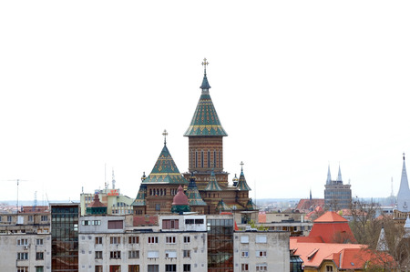 timisoara city Romania cityscape cathedral architecture detailの写真素材