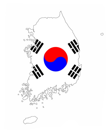 south korea country flag map shape national symbolの写真素材
