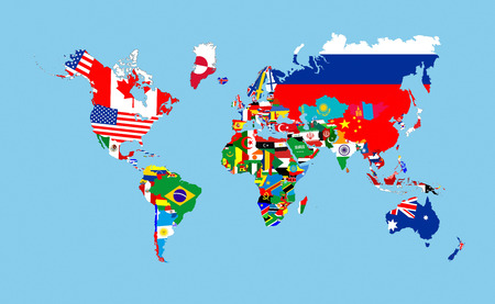 world countries flags map symbols complete illustration world countries flags map symbols complete illustration