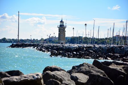 Desenzano del Garda town Italy lighthouse landmark architectureの写真素材