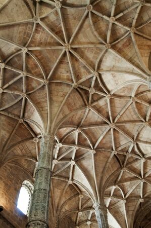 lisbon city portugal Jeronimos Monastery main chapel ceiling landmark architectureのeditorial素材