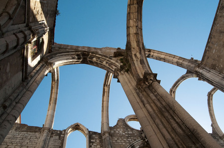lisbon city portugal Convento do Carmo landmark architectureの写真素材