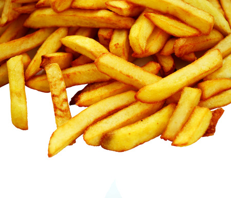french fries food close detail isolated over whiteの写真素材