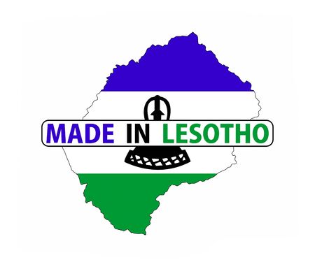 made in lesotho country national flag map shape with textの写真素材