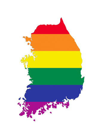 south korea country gay pride flag map shapeの写真素材