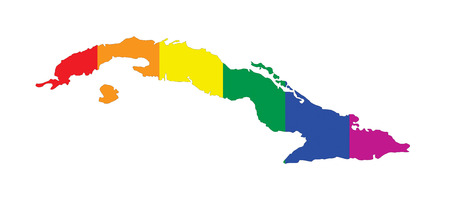 cuba country gay pride flag map shapeの写真素材
