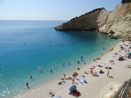 lefkada island greece porto katsiki beach landscapeの写真素材