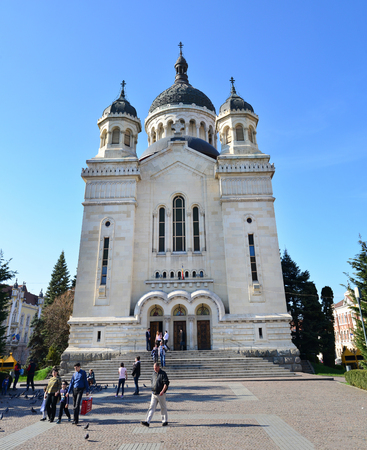 CLUJ NAPOCA, ROMANIA - 04.01.2017: Archdiocesan Cathedral landmark architectureのeditorial素材