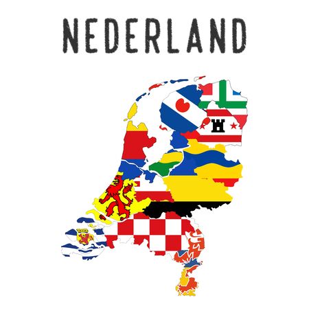 Netherlands country regions province flag map illustration Netherlands country regions province flag map illustration