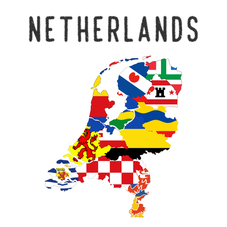 Netherlands country regions province flag map illustration Netherlands country regions province flag map illustration