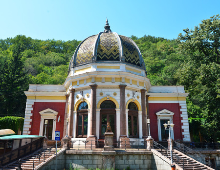 Baile Herculane town Romania railway station landmark architectureのeditorial素材