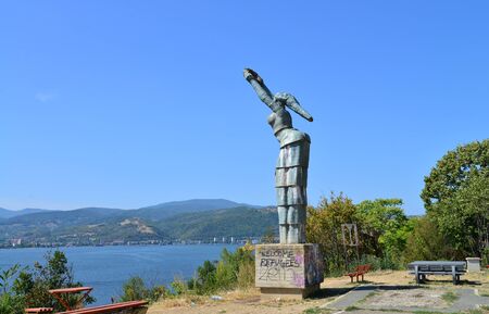Orsova town Romania Danubia statue the monument of the victims of the communist systemの写真素材