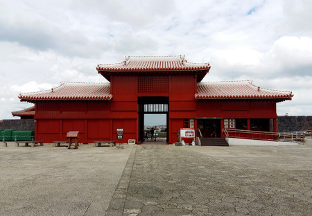 Japan Okinawa Shuri Castle main palace landmark architectureのeditorial素材