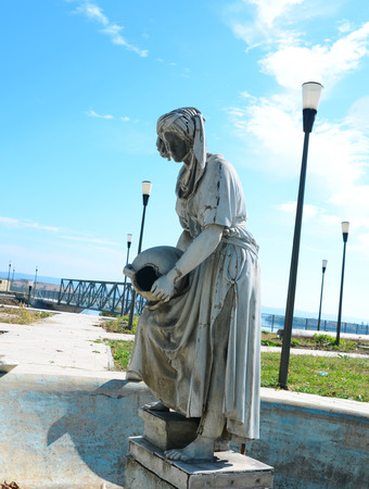 Drobeta Turnu Severin city Romania Iron Gates Region Museum fountain statueの写真素材