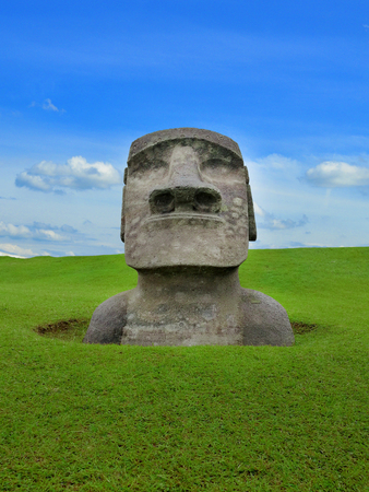 Miyazaki Prefecture Japan Sun Messe Moai statue  theme park Nichinan coastのeditorial素材
