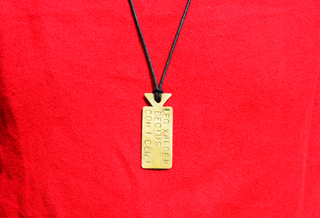 Roman soldier ancient bronze plaque identifier detail