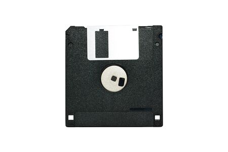 Old Black Diskette isolated over white background