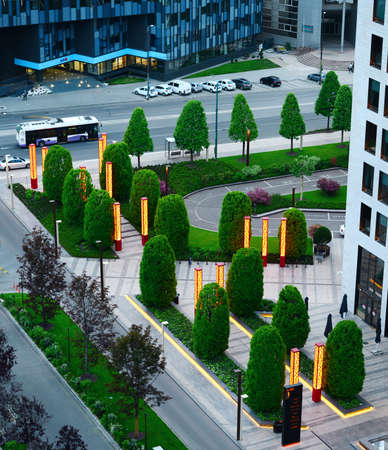 TIMISOARA, ROMANIA - 05.13.2020: business building bird eye viewのeditorial素材