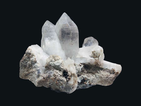quartz mineral formation rock over black backgroundの写真素材