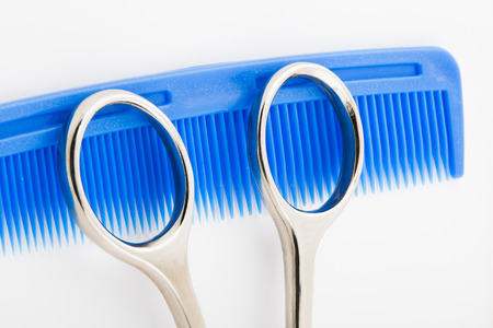 scissors and combの写真素材