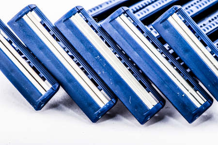 razor blades blue plasticの写真素材