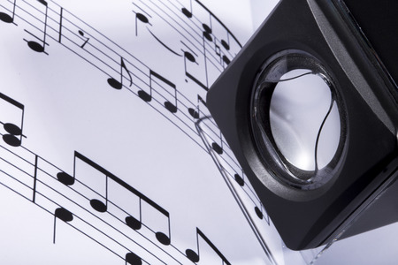 sheet music and music boxesの写真素材