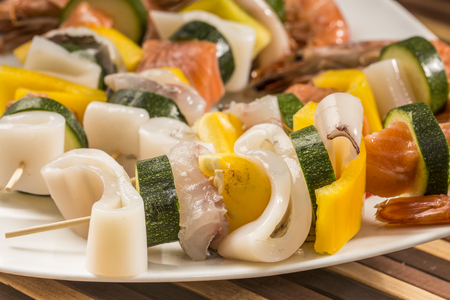 freshness and raw fish skewersの写真素材