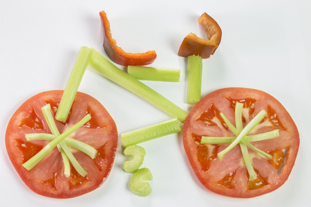 bicycle made with vegetablesの写真素材