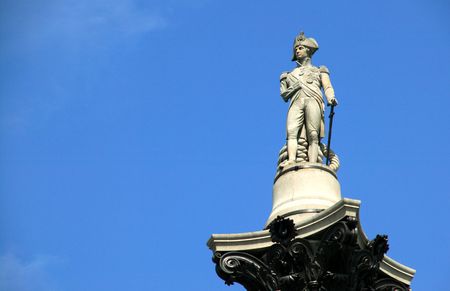 Nelson's Column rises to nearly 185 feet in the centre of Trafalgar Squareの写真素材