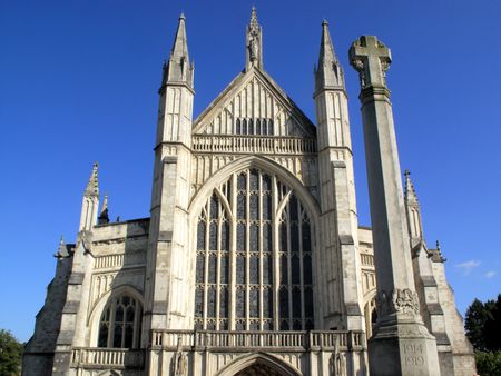 Winchester Cathedral at Winchester was originally founded in 642  and is one of the largest cathedrals in England and is the seat of the Bishop of Winchester.の写真素材