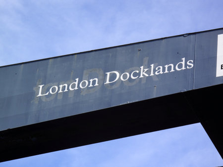 London, England, UK â September 27, 2009. A London Docklands commercial sign found while approaching Canary Wharfのeditorial素材