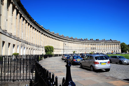 The Royal Crescent in Bath, Somerset, England, UK designed and built between 1767 and 1775 by John Wood the youngerのeditorial素材
