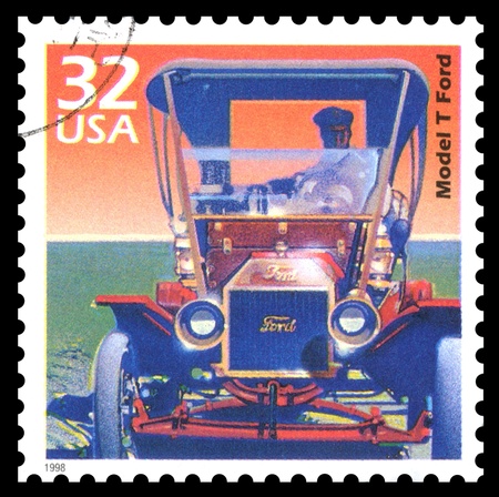 USA 1998 postage stamp showing an image of a Model T Ford classic,vintage carの写真素材