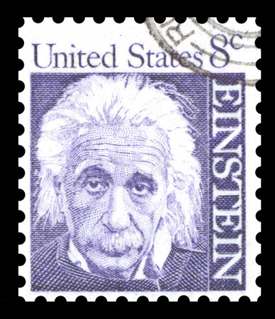 USA 8 cent postage stamp of Albert Einstein from the 1965 (1st series) of Prominent Americansのeditorial素材