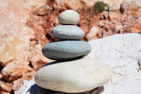 Balanced rocks in a zen-like arrangementの写真素材