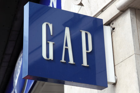 London, UK, April 2, 2011 : Gap logo advertising sign outside one of its clothing stores in Oxford Streetのeditorial素材