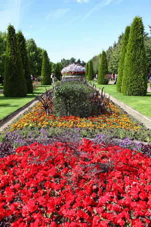 London, UK, July 24, 2011 :  Old fashioned formal herbaceous flower beds in Regent's Park during mid summerのeditorial素材
