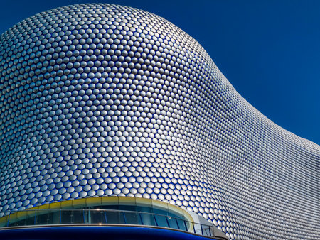 Birmingham, UK, April 29, 2009 : Futuristic modern building roof cladding at the Bullring shopping centre mall in the city centreのeditorial素材