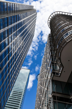 London, UK, May 8, 2011 :  Modern office glass skyscraper in Canary Wharf which is a major financial...