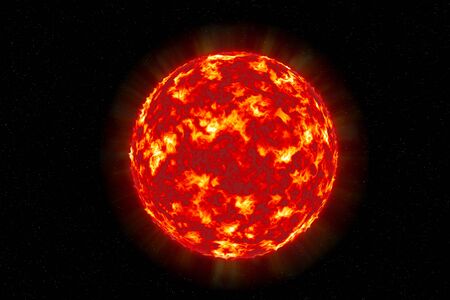 Sun solar surface texture sphere illustration isolated on a celestial star backgroundの写真素材