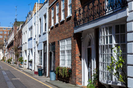 Mews house residential apartments in Marylebone London England UK which are converted buildings from old horse stablesの写真素材
