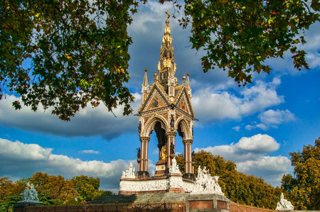 The Albert Memorial in Kensington London England UK which was finished in 1876 to commemorate the death Prince Albert the consort of Queen Victoria and is a popular travel destinationのeditorial素材