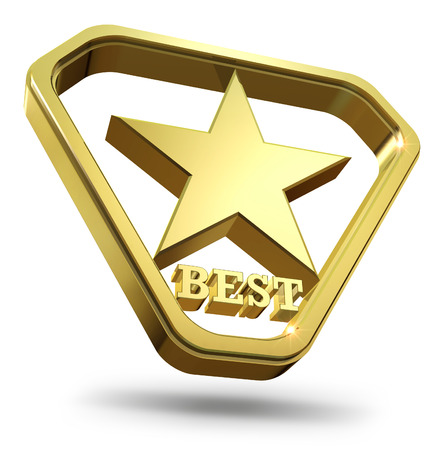 Best rating award - shiny golden star in the golden triangle.の写真素材