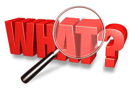 What word under a magnifying glass to illustrator were looking for, searching and finding a watchlist. Isolated on white background. 3D illustration.の写真素材