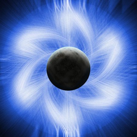 A ghostly blue eclipse abstract background image