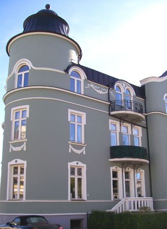 An image of a very old but well looked after grand house from the swedish city of Helsingborgの写真素材
