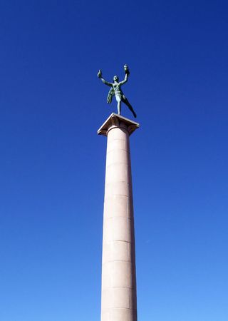 An image of a statue column from the city of Helsingborg in Sweden.の写真素材