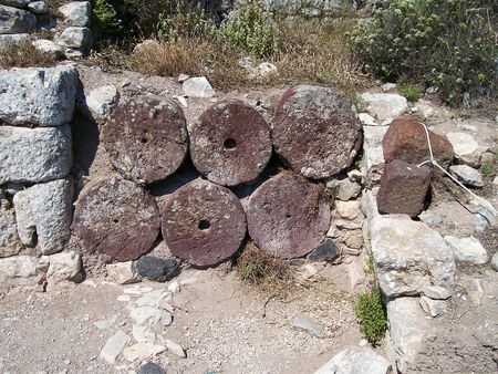 part of the ruins of ancient thira on the greek island of santorini