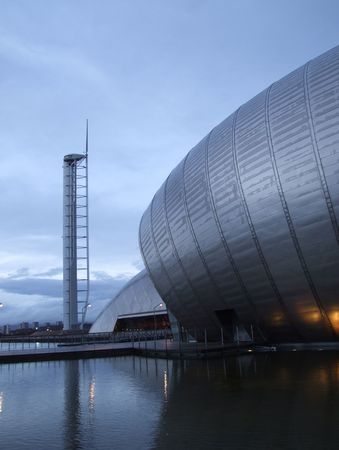 image of the glasgow science centre and viewing tower in govan glasgowの写真素材